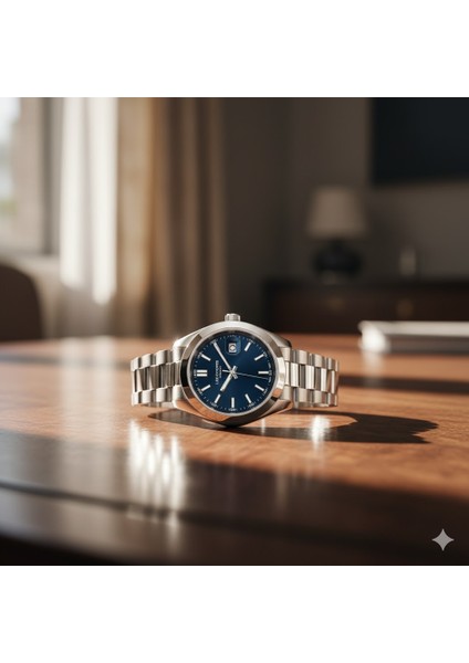 Erkek Kol Saati Köşeli Gümüş Renk, Mavi Kadran - Şık Metal Kordon, 2 Yıl Garantili fiyatları