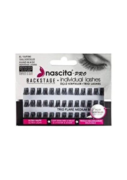 Backstage Takma Kirpik Doğal Görünüm Sağlayan Siyah El Yapımı Üçlü Kirpikler fiyatları