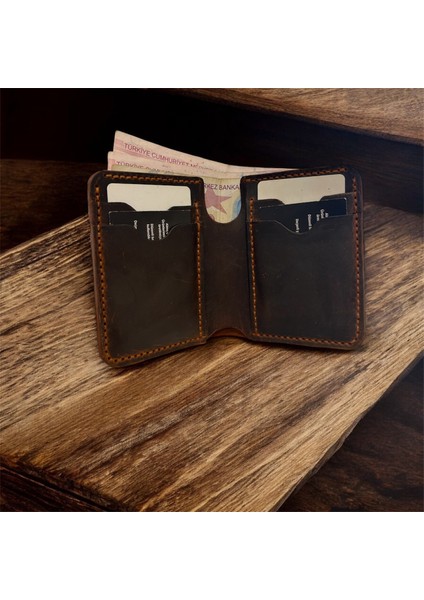 Tartus El Yapımı Hakiki Gerçek Deri Erkek Klasik Taba Renk Cüzdan