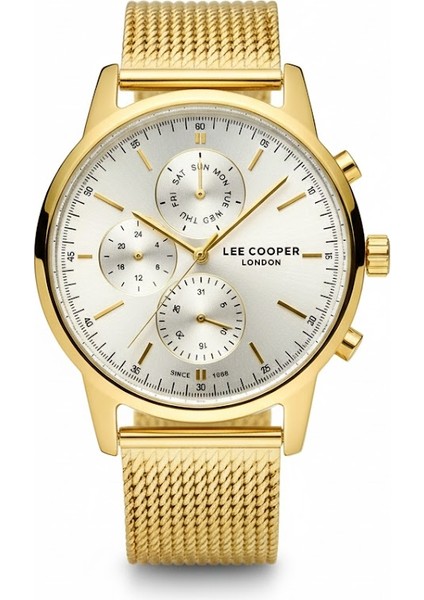 Erkek Kol Saati Altın Renk, Gümüş Kadran - Şık Hasır Kordon, 2 Yıl Garantili