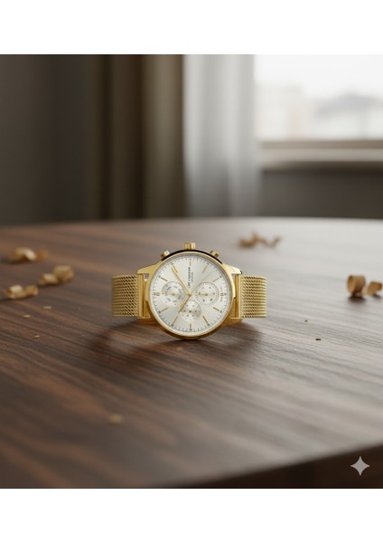 Erkek Kol Saati Altın Renk, Gümüş Kadran - Şık Hasır Kordon, 2 Yıl Garantili fiyatları