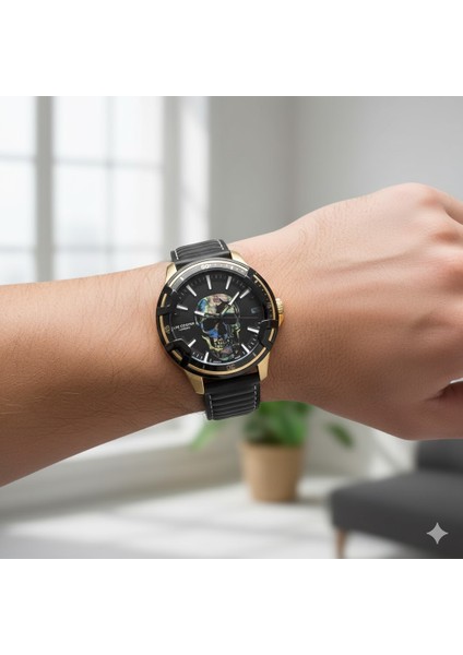 Erkek Kol Saati Gümüş Renk, Siyah Kadran - Şık Deri Kordon, 2 Yıl Garantili modelleri