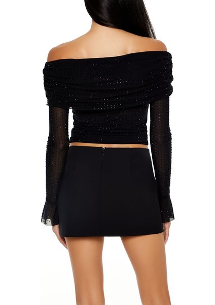 Kristal Taşlı Omuz Açık Bluz modelleri