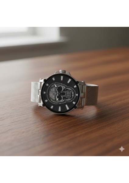 Erkek Kol Saati Gümüş Renk, Siyah Kadran - Şık Hasır Kordon, 2 Yıl Garantili fiyatları