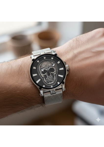 Erkek Kol Saati Gümüş Renk, Siyah Kadran - Şık Hasır Kordon, 2 Yıl Garantili modelleri