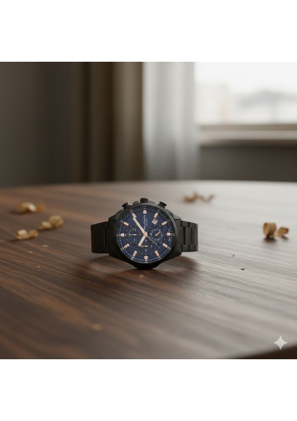 Erkek Kol Saati Siyah Renk, Mavi Kadran - Şık Metal Kordon, 2 Yıl Garantili fiyatları