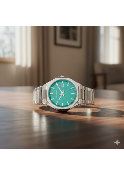 Erkek Kol Saati Köşeli Gümüş Renk, Mavi Kadran - Şık Metal Kordon, 2 Yıl Garantili fiyatları