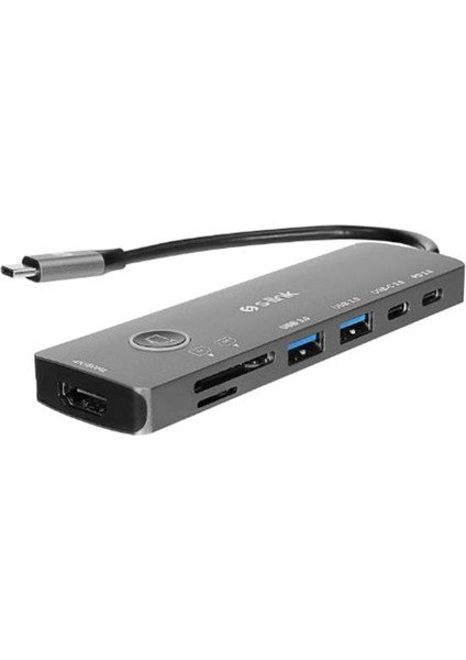 S-Link SW-U707 HDMI Gri Metal 7 In 1 2-Usb 3.0, 1-Type-C HDMI 4K60HZ, Sd ve Tf Type C Hub Adaptör