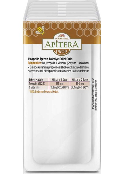 Prop Doğal Bal, C Vitamini ve 175 Mg Propolis Içeren Takviye Edici 56LI Saşe indirimleri