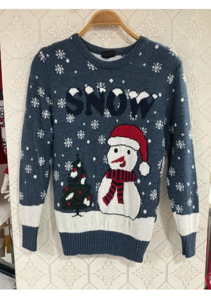 Kadın Yılbaşı Temalı Kardan Adam Desenli Triko Kazak fiyatları