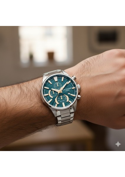 Erkek Kol Saati Gümüş Renk, Yeşil Kadran - Şık Metal Kordon, 2 Yıl Garantili modelleri