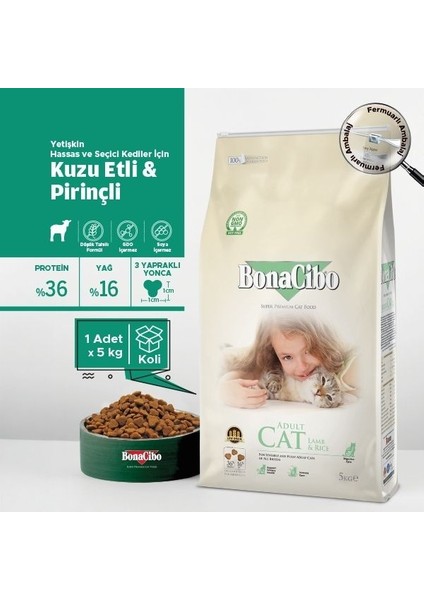 Adult Cat Lamb & Rice Kuzu Etli ve Pirinçli Yetişkin Kedi Maması 5 kg