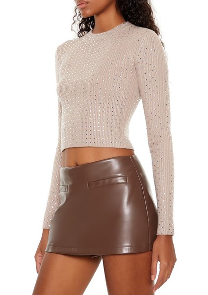 Taş Işlemeli Crop Kazak indirimleri