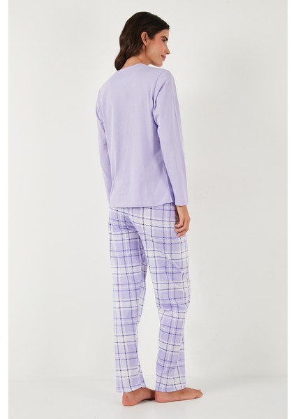 Pamuklu Regular Fit Baskılı Bisiklet Yaka Pijama Takımı Bayan Pijama Takımı 65723314 indirimleri