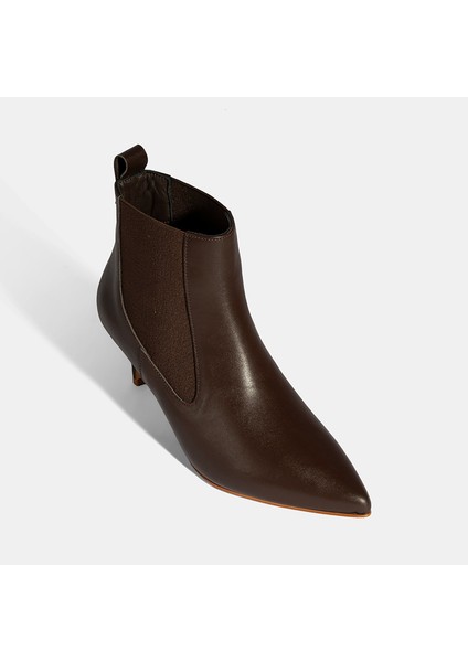 Kadın Siyah Lastikli Ince Topuklu Deri Bot indirimleri