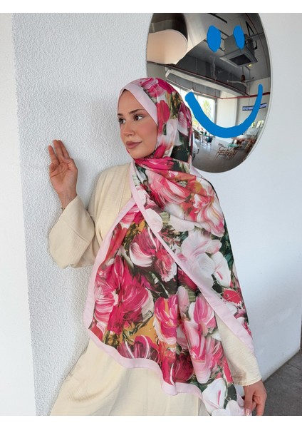 Desenli Pamuk Soft Şal Ilham Serisi Pudra Fuşya PS88 fiyatları