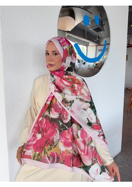 Desenli Pamuk Soft Şal Ilham Serisi Pudra Fuşya PS88 modelleri