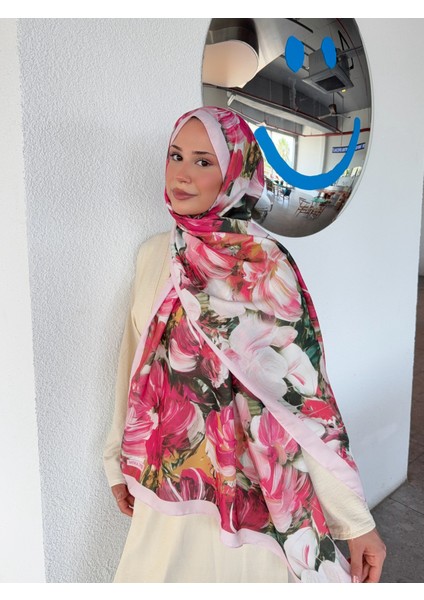 Desenli Pamuk Soft Şal Ilham Serisi Pudra Fuşya PS88 indirimleri