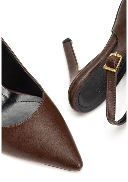 Kahve Günlük Arkası Açık 9 cm Topuklu Kadın Ayakkabı indirimleri