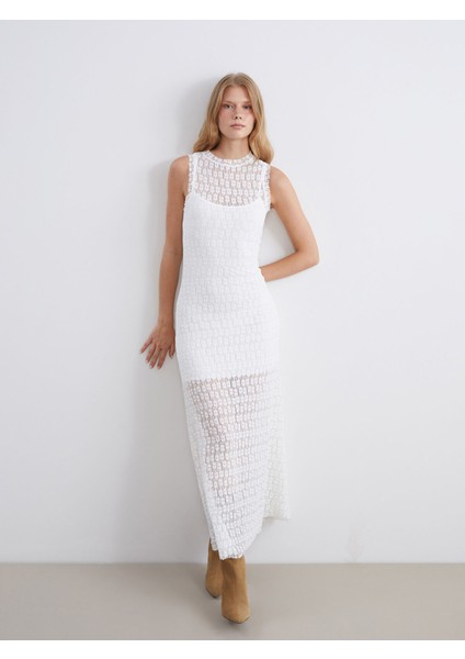 Yeni Sezon Bisiklet Yaka Dantelli Elbise