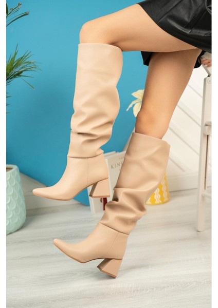 Nut Körüklü Kalın Topuklu Günlük Bayan Çizme fiyatları