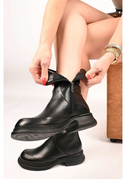 Bağcıksız Fermuarlı Termo Taban Hakiki Deri Casual Bot 336-01189 Kadın Bot modelleri