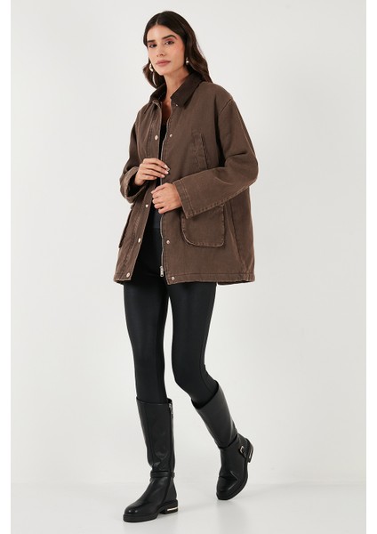 Mumlu Gabardin Yakası Kadife Ekose Astarlı Ceket Mont Bayan Mont 6810330 modelleri