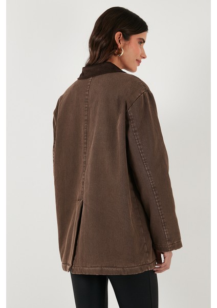 Mumlu Gabardin Yakası Kadife Ekose Astarlı Ceket Mont Bayan Mont 6810330 indirimleri