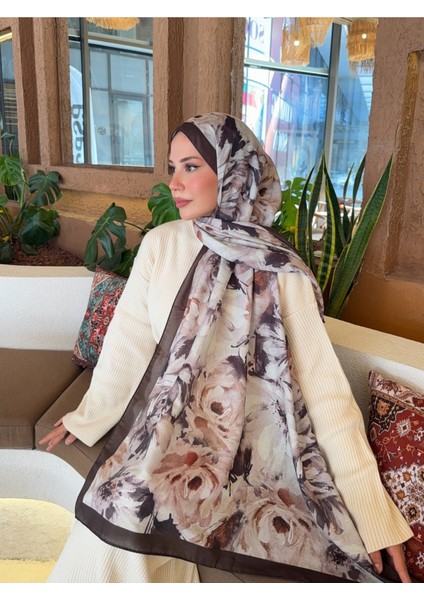 Desenli Pamuk Soft Şal Soon Serisi Kahverengi Bej PS111 fiyatları