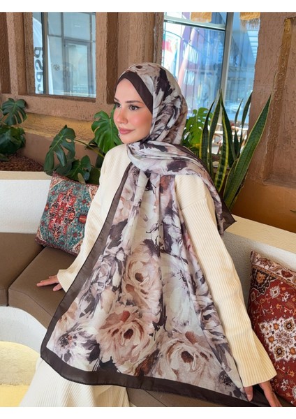 Desenli Pamuk Soft Şal Soon Serisi Kahverengi Bej PS111 fırsatları