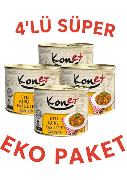 Etli Kuru Fasulye 4X200 gr Eko Paket