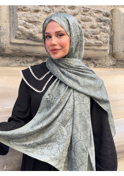 Retro Desen Pamuk Şal Mint Yeşili PS17 indirimleri