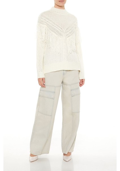 Püskül Detaylı Yüksek Yaka Kazak