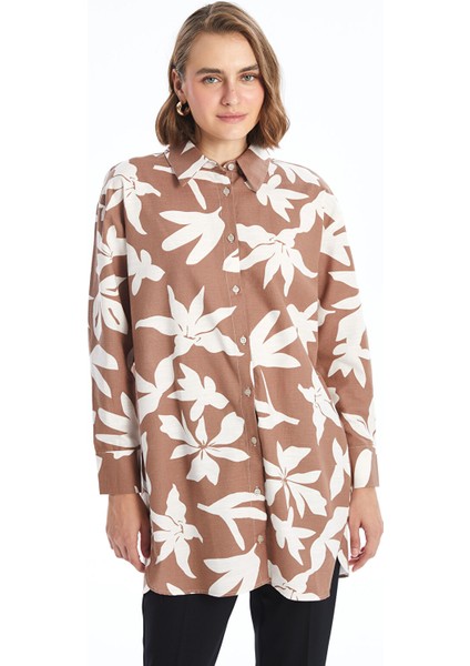 Yeni Sezon Desenli Oversize Kadın Gömlek Tunik
