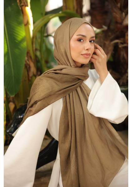 Degrade Iki Renkli Bambu Kraş Şal Tok Duran Kadın Şal Haki