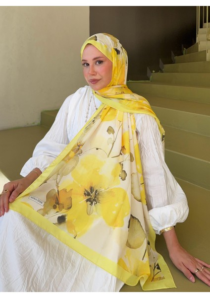 Fransız Ipeği Desenli Dökümlü Şal Sarı fiyatları