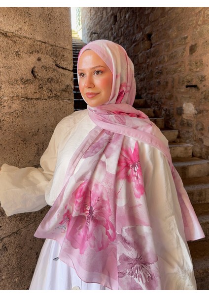 Gül Desen Pamuk Şal Pudra PS72