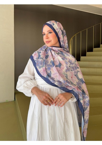 Fransız Ipeği Desenli Dökümlü Şal Lacivert modelleri