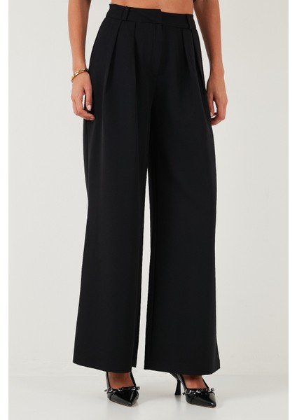 Pile Detaylı Wide Leg Yüksek Bel Geniş Paça Pantolon Bayan Pantolon 6522016 fiyatları