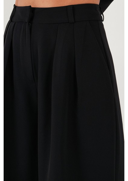 Pile Detaylı Wide Leg Yüksek Bel Geniş Paça Pantolon Bayan Pantolon 6522016 indirimleri