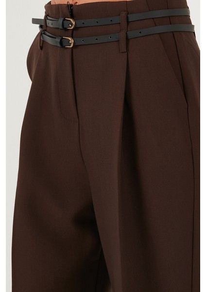 Wide Leg Yüksek Bel Geniş Paça Kemerli Pantolon Bayan Pantolon 68351245 fırsatları