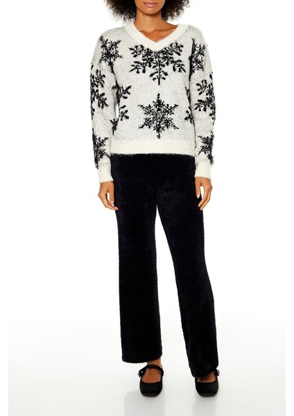 Yumuşak Örme Kar Tanesi Desenli Kazak fiyatları