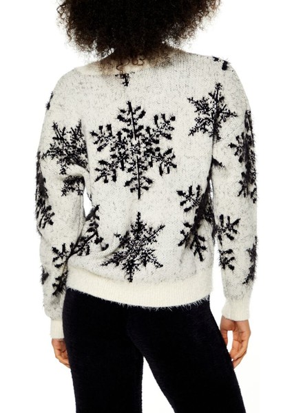 Yumuşak Örme Kar Tanesi Desenli Kazak indirimleri