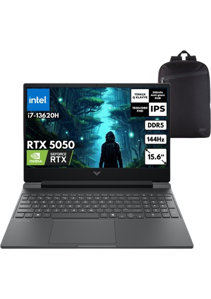Victus 15-FA2036NT I7-13620H 40-Gbddr5 1 Tbssd RTX5050 (8gb-Gddr7) 15.6" Fhd Windows 11 Home + Hmf Sırt Çantası C52QWEAHMF35