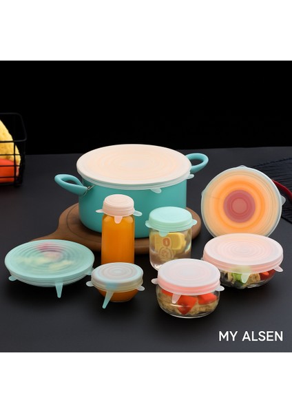 Silikon Yemek Saklama Kapak Seti – 6 Adet (Yeniden Kullanılabilir, Sızdırmaz, Mikrodalga Uyumlu)