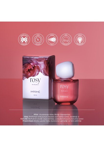 Rosy Edp Kadın Parfüm 50ML | Çiçeksi & Meyveli | Ahududu, Gül, Zambak, Kaşmir, Vanilya, Amber fırsatları