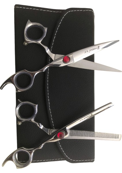 Profesyonel Berber Kuaför Saç Kesim Makas Seti 6.5 Inc 2'li Deri Çanta Model FRZ65KRMZ-2 modelleri