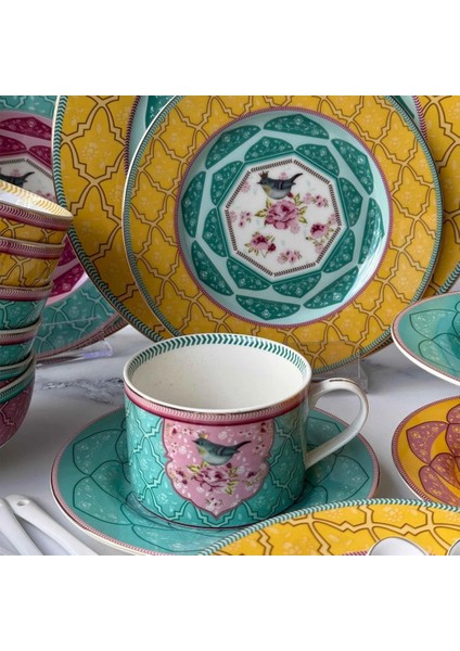 Royking SMC-069 48 Parça 6 Kişilik Porselen Kahvaltı Takımı Bird Garden Çok Renkli fırsatları