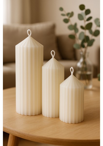3’lü Oluklu Silindir Dekoratif Mum Seti (Büyük-Orta-Küçük)Büyük Boy:15 - Orta Boy:12 - Küçük Boy:8cm fırsatları