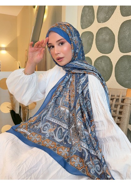 Etnik Desen Pamuk Şal Mavi PS22 indirimleri